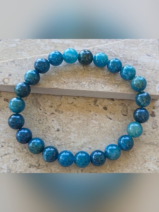 Jewelry - NWOT Genuine Blue Apatite Gemstone Beaded Stretch Bracelet.